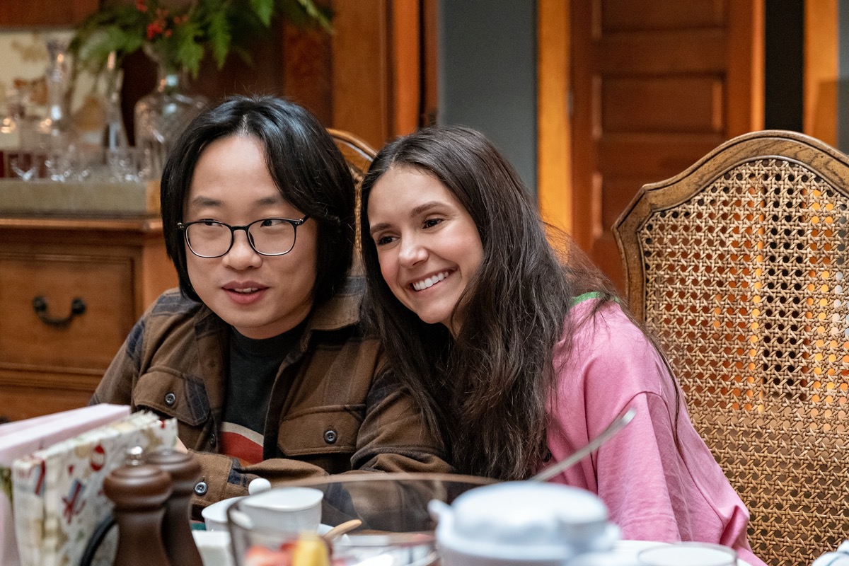 Jimmy O. Yang and Nina Dobrev in Love Hard