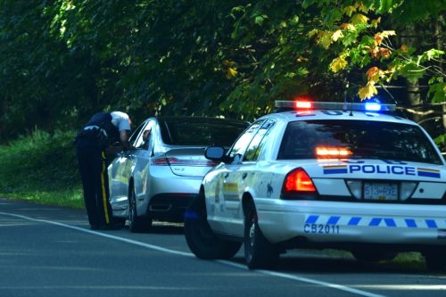 Car being pulled over by cop