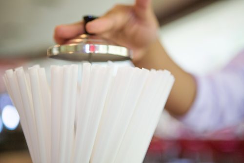 Focus on drinking straw