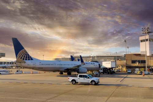 20 SEPTEMBER 2021 Houston, TX USA: Houston TX Busch International Airport on airplane United Airline the airplane for boarding passengers