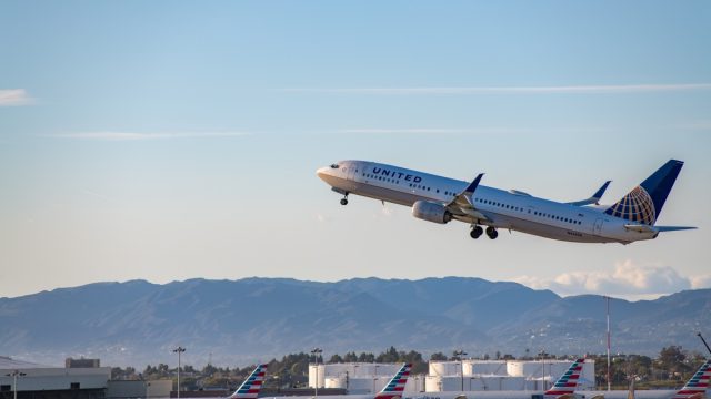 Los Angeles, CA: March 23, 2018: A United Airlines aircraft taking off at Los Angeles International Airport (LAX). LAX is one of the busiest airport in the world.