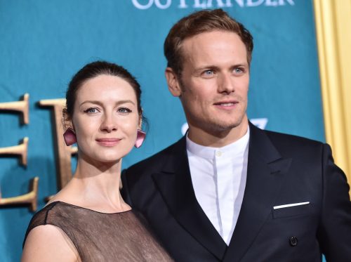 Caitríona Balfe and Sam Heughan at the season 5 premiere of "Outlander" in February 2020