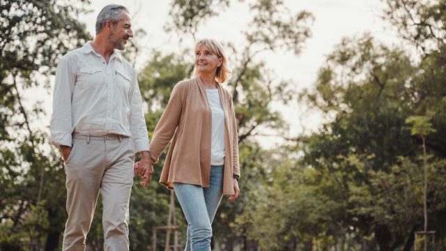 Mature couple taking a walk together