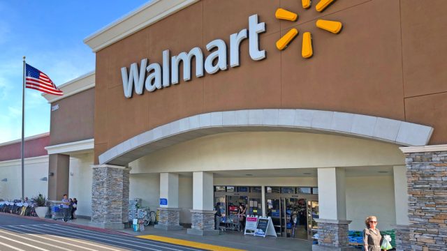 The exterior of a Walmart store
