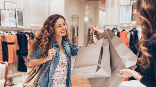 A young woman shopping at a department store
