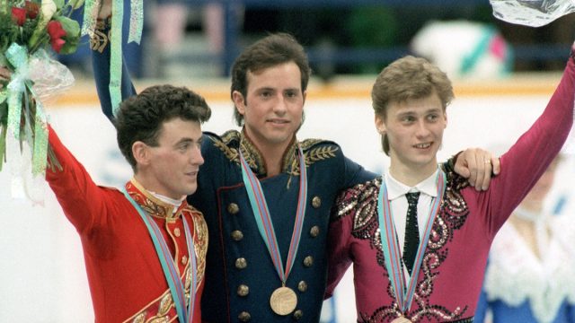 Brian Orser, Brian Boitano, and Vikor Petrenko at the 1998 Olympics
