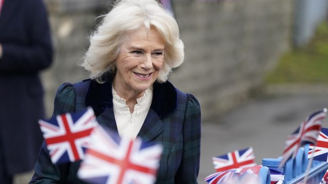 Camilla, Duchess of Cornwall visiting Roundhill Primary School in Southdown, Bath in February 2022