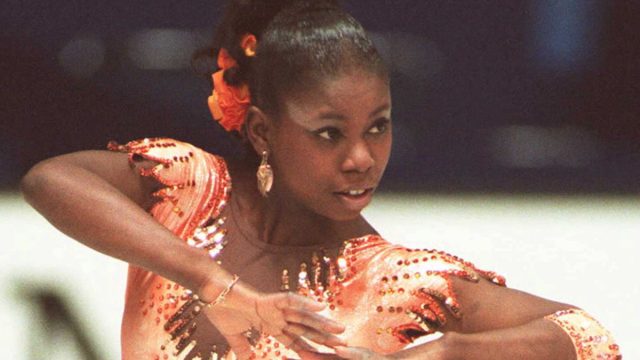 Surya Bonaldy skating in the European figure skating championships in 1995