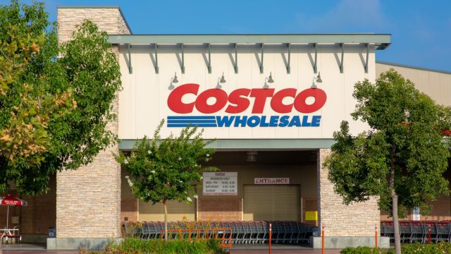 Costco Wholesale storefront. Costco Wholesale Corporation is largest membership-only warehouse club in US.