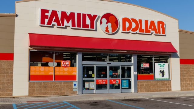 The storefront of a Family Dollar location