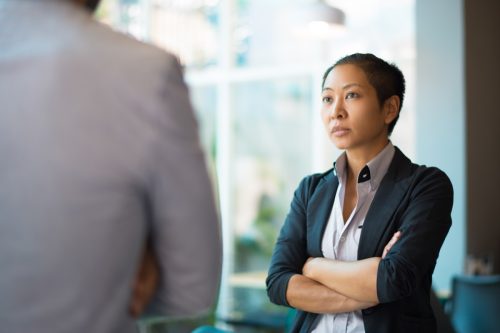frustrated woman with crossed arms