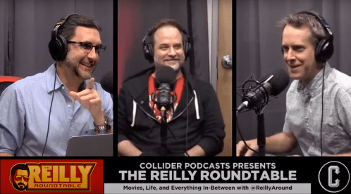 Brice Beckham recording the "Reilly Roundtable" podcast with Mark Reilly and David Fickas in 2020