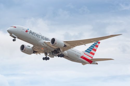American Airlines Boeing 787 Dreamliner airplane at Zurich airport (ZRH) in Switzerland. Boeing is an aircraft manufacturer based in Seattle, Washington.