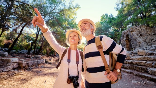 senior couple traveling