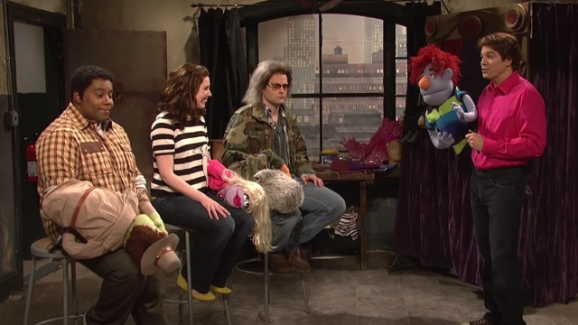 Kenan Thompson, Vanessa Bayer, Bill Hader, and Seth MacFarlane on "Saturday Night Live" in 2012
