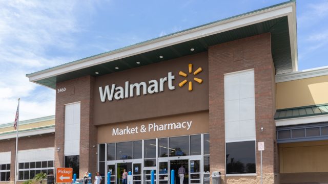 Walmart storefront with shoppers