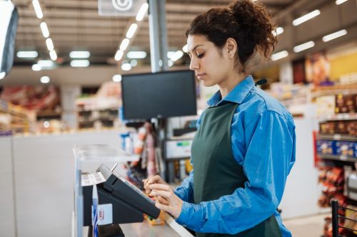 Working in modern supermarket