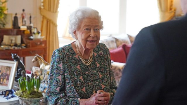 Queen Elizabeth taking a meeting at Windsor Castle on February 16, 2022