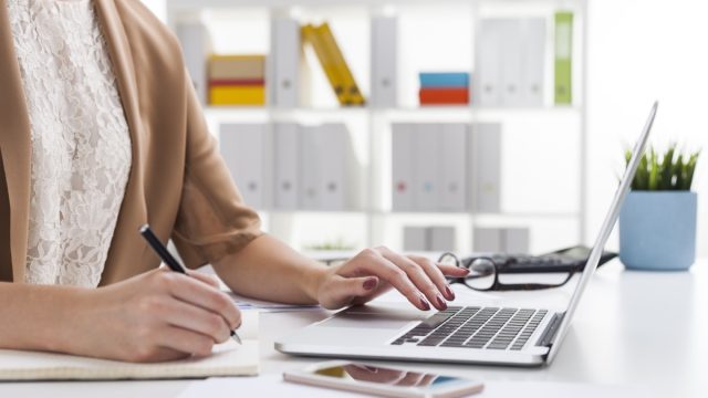 woman typing