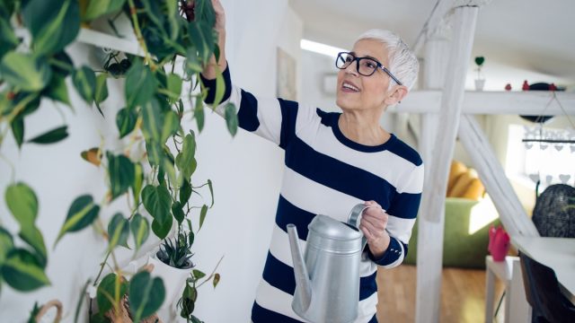woman watering plants