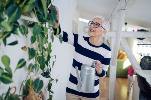 woman watering plants