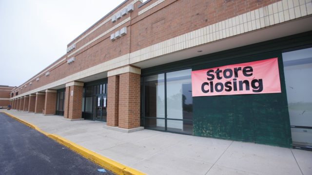 store closing in suburban shopping center