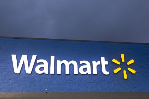 walmart logo on building