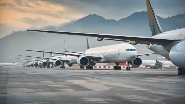 airline fleet parked airport