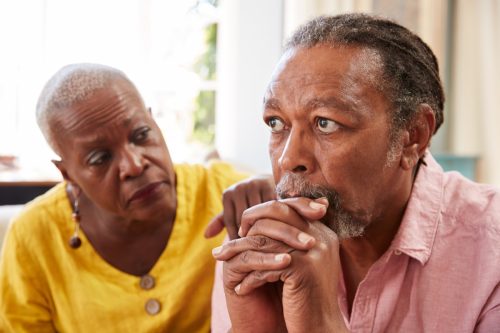 Older Black Couple Comforting Each Other