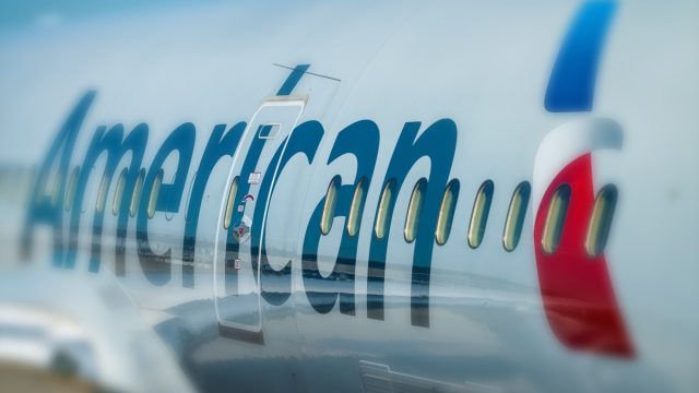 side view american airlines plane