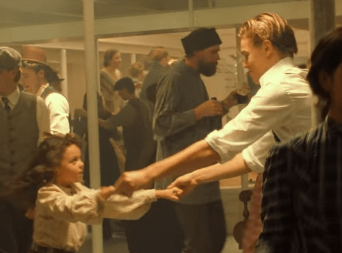Alexandrea Owens-Sarno and Leonardo DiCaprio in "Titanic"