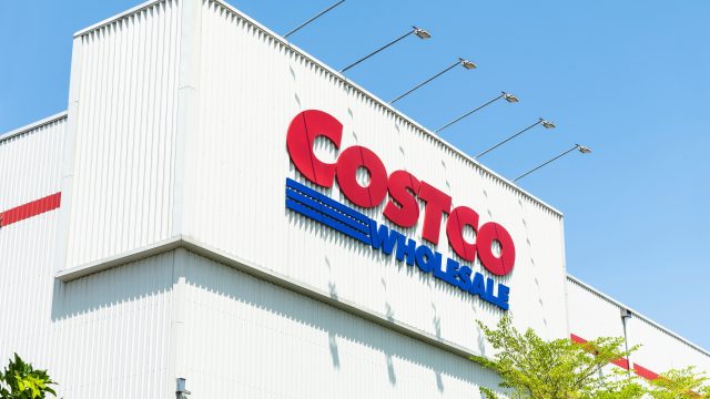 The exterior of a Costco warehouse retail store