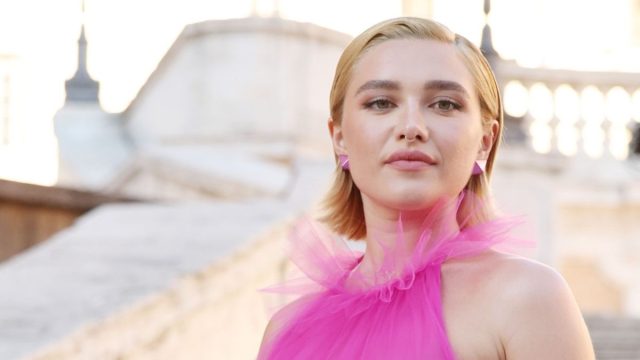 Florence Pugh at the Valentino haute couture show in July 2022