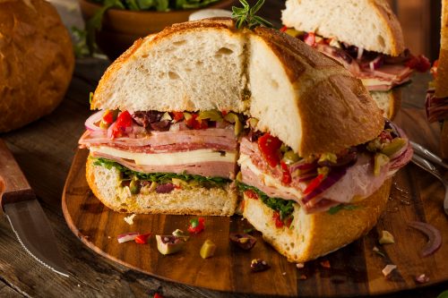 Cajun Muffaletta Sandwich with Meat Olives and Cheese