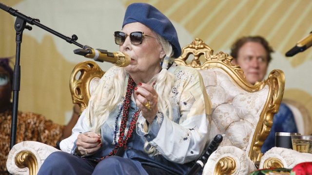 Joni Mitchell performing at the Newport Folk Festival on July 24, 2022