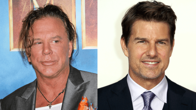 Mickey Rourke in 2010; Tom Cruise in 2018
