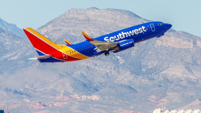 southwest airlines plane taking off