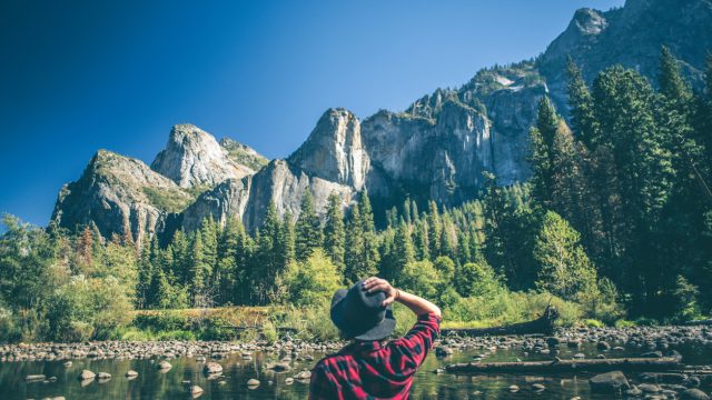 A young woman hiking in Yosemite National Park