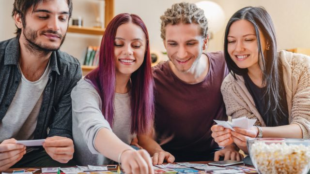 group of friends playing board games