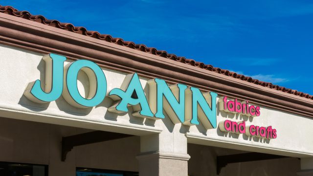 Exterior view of Jo Ann Fabrics and Crafts store.
