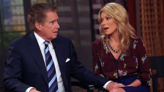 Regis Philbin and Kelly Ripa during a press conference in 2011