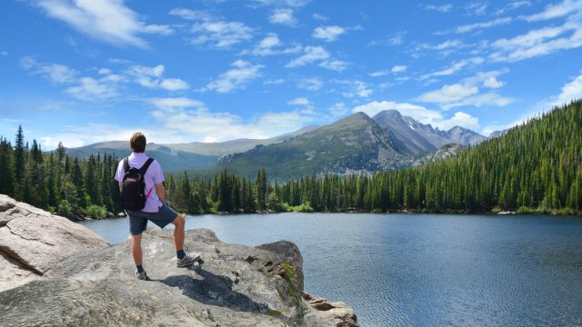 A person hiking Rocky Mountain National Park