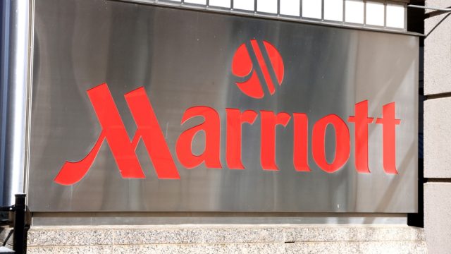 A Marriott hotel sign