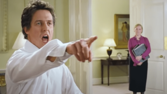 Hugh Grant dancing in "Love Actually"