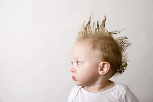 baby with a mohawk