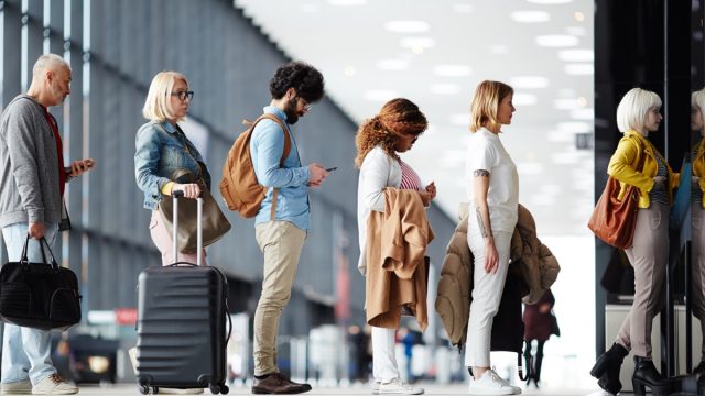 waiting in airport security line
