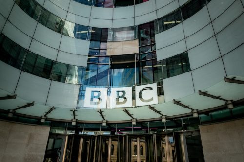 The BBC or British Broadcasting Corporation headquarters building