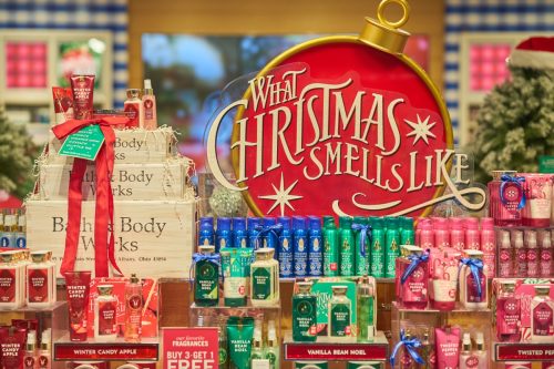 bath & body works christmas disply