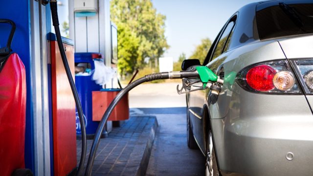car at gas station