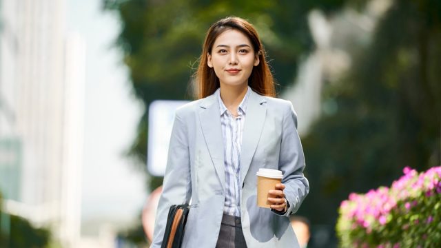 confident woman walking